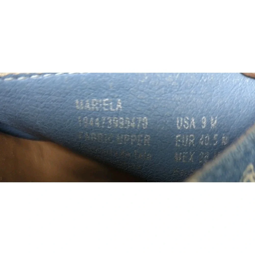 PIONEER WOMAN Mariela blue floral‎ canvas espadrille wedge slide sandals Size 9